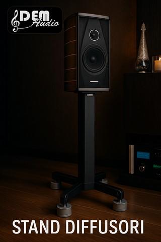 Stand diffusore realizzato su misura per Sonus Faber su progetto con materiali premium STAND DIFFUSORI ARTIGIANALI DEMAUDIO SU MISURA PER IMPIANTI AUDIOFILI